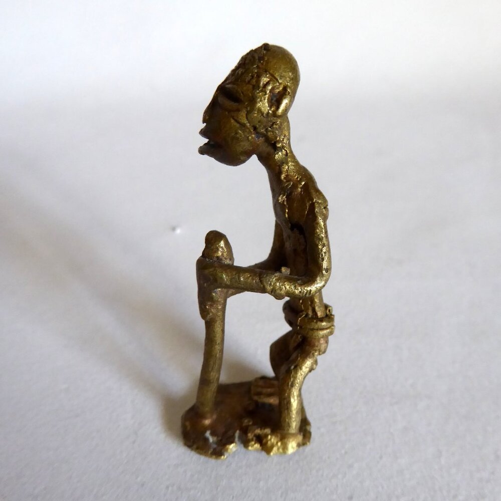 VINTAGE 1700-1900 AD WEST AFRICAN ASHANTI AKAN GOLD WEIGHT TRIBAL MAN FIGURE